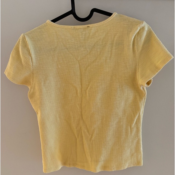 Forever 21 Women’s Yellow Deep V Ribbed Shirt - Picture 2 of 5